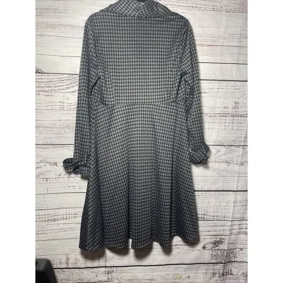 Fever Black And Gray Witchy Grunge Indie Overcoat Size M 3 Button W/ Pocket - Picture 10 of 10